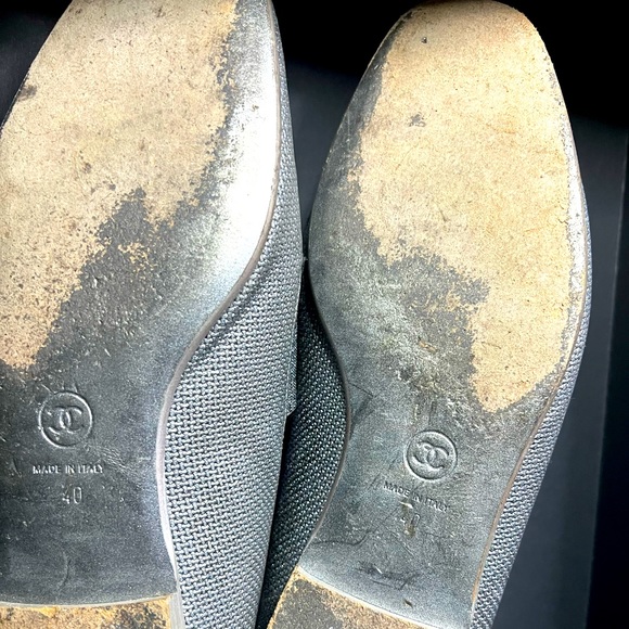 Coco Chanel gray black metallic size 40 9 100% authentic RARE !! Silver grey - Picture 3 of 4